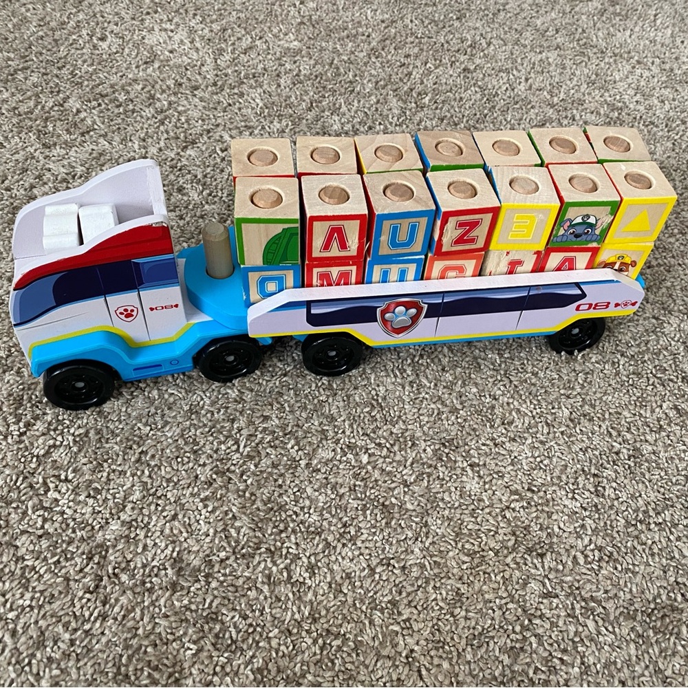 Paw Patrol wooden ABC Educational block Toy Truck